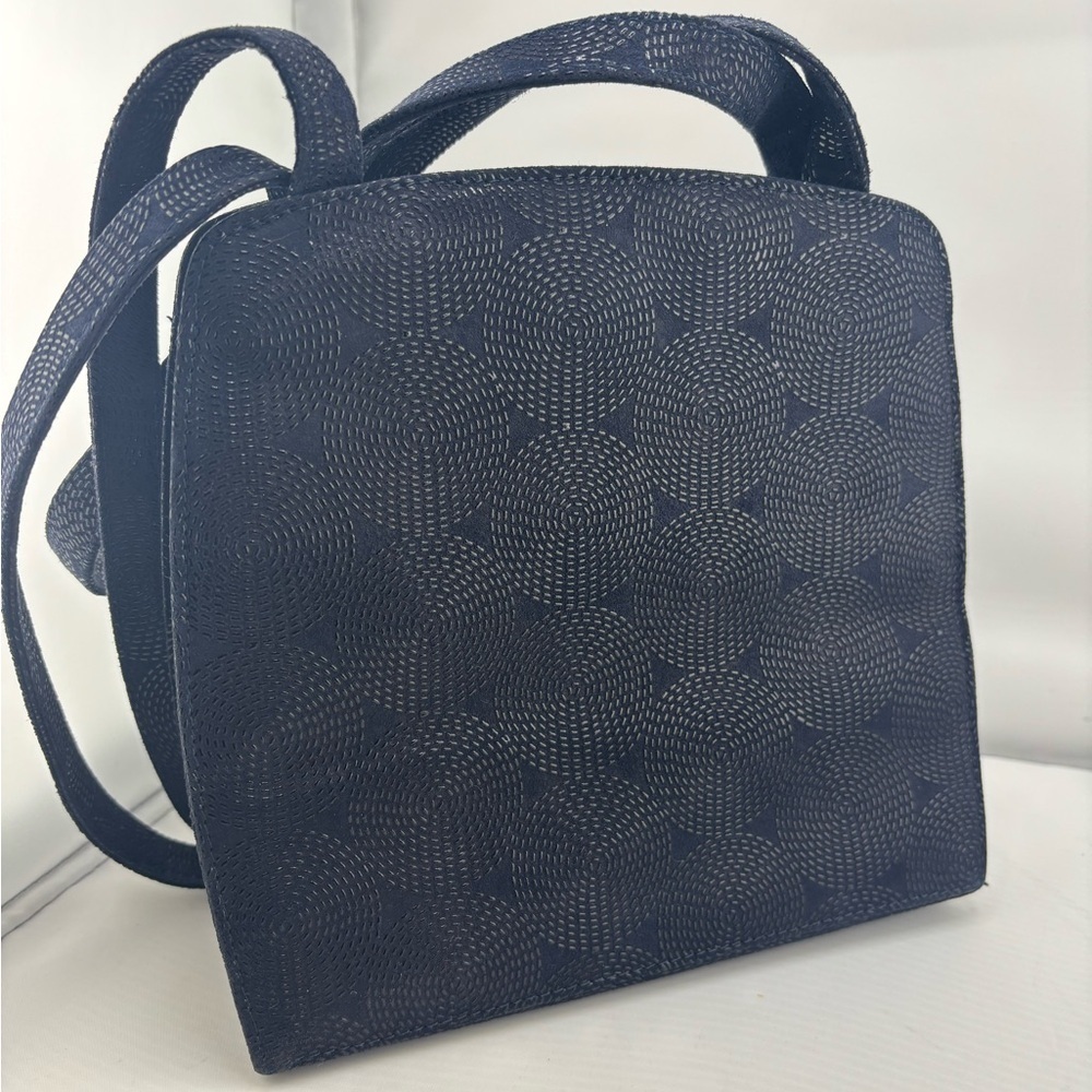 Vintage 80s Bruno Magli Shoulder Bag Black Geometric Italian - Picture 5 of 11